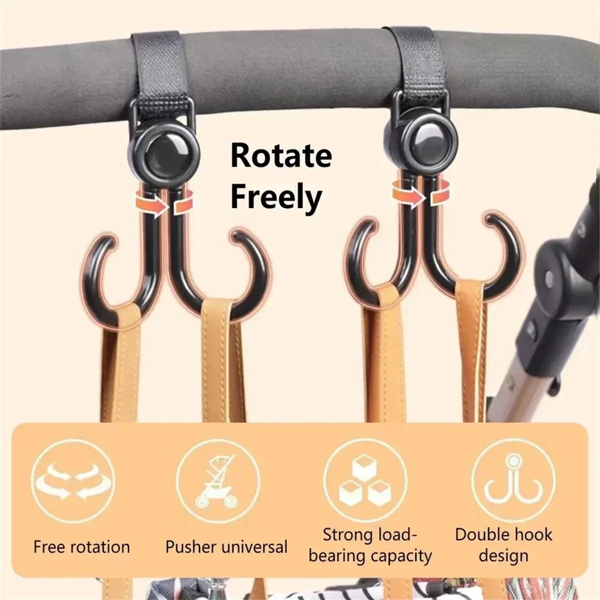 Rotatable Double Hooks Baby St - Travel Accessories Baby 评论和价格