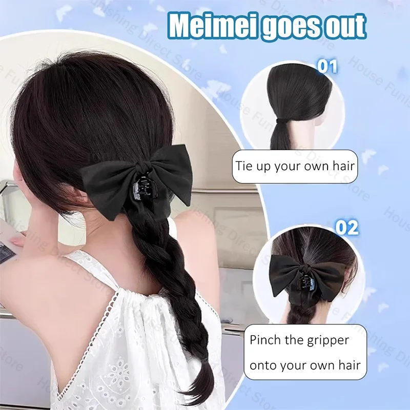 NEW Claw Clip Bow Wig Ponytail - Travel Accessories For Elderly 评论和价格