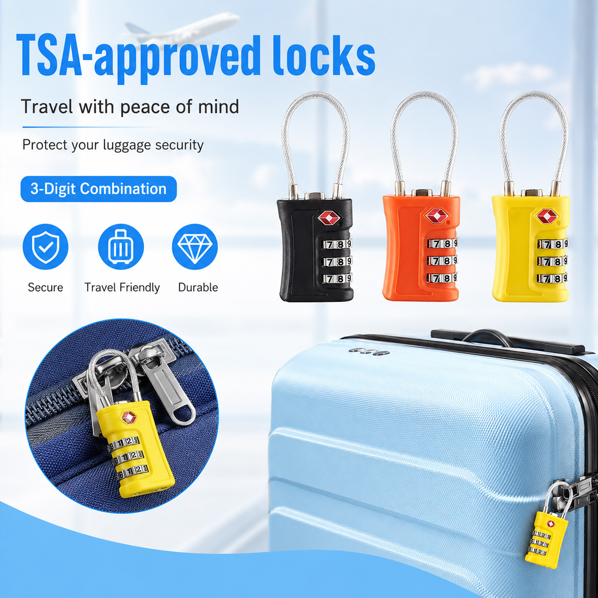 TSA Approved Luggage Lock 3 Di - Travel Accessories Electronics 评论和价格
