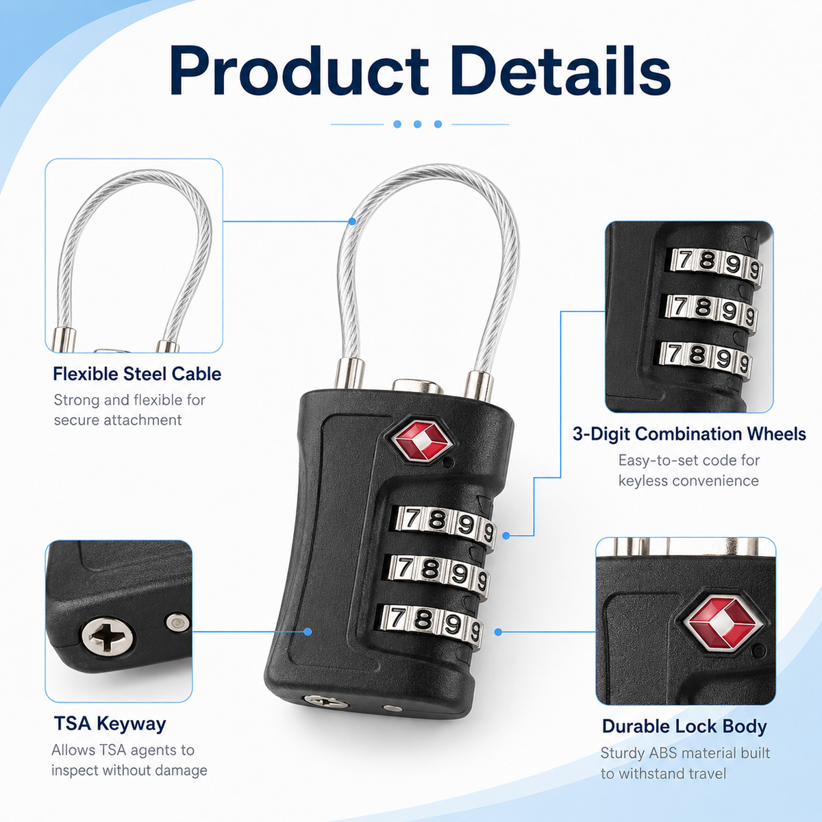 TSA Approved Luggage Lock 3 Di - Travel Accessories Electronics 评论和价格