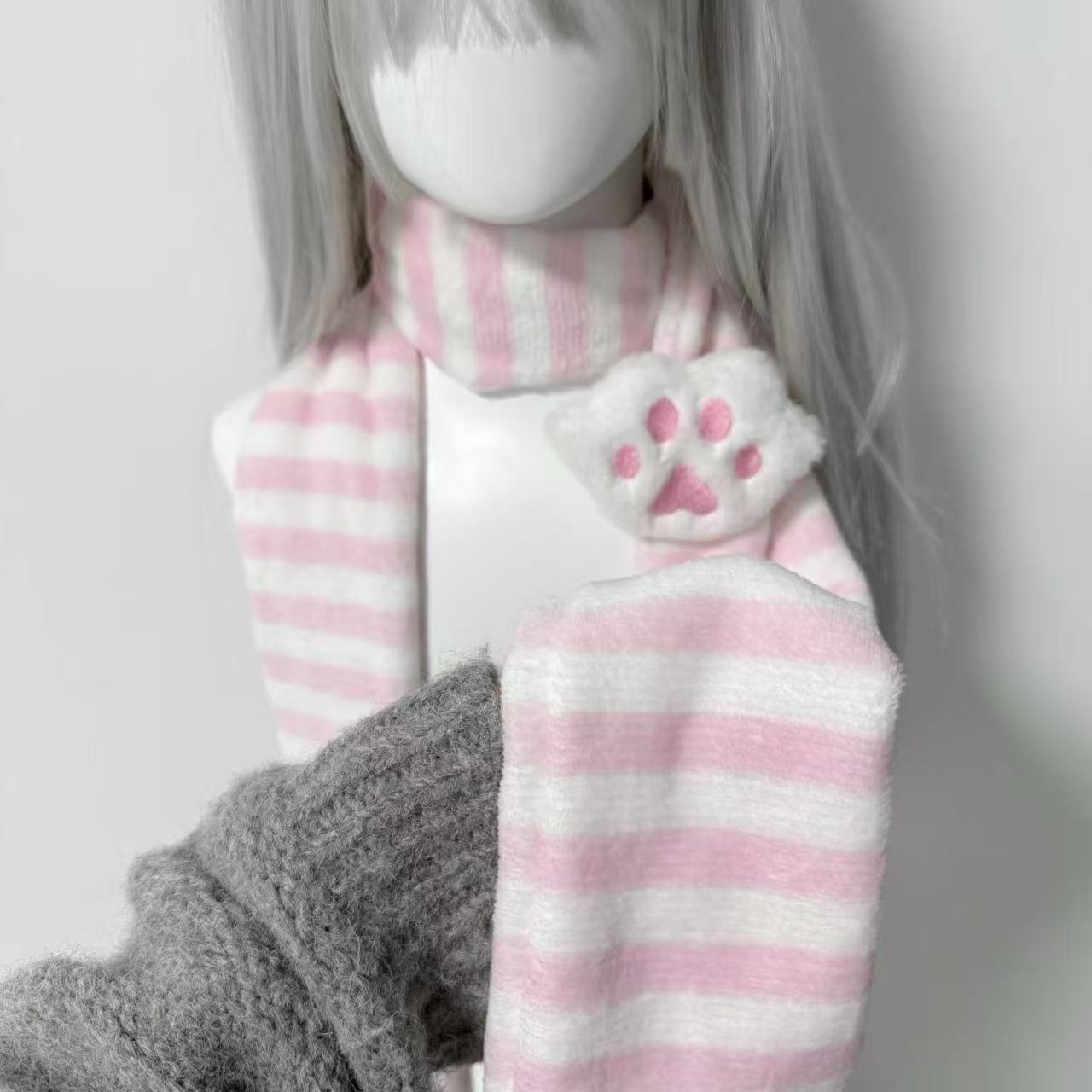 Kawaii Kniied Scarf Cat Paw De - Travel Accessories For Elderly 评论和价格