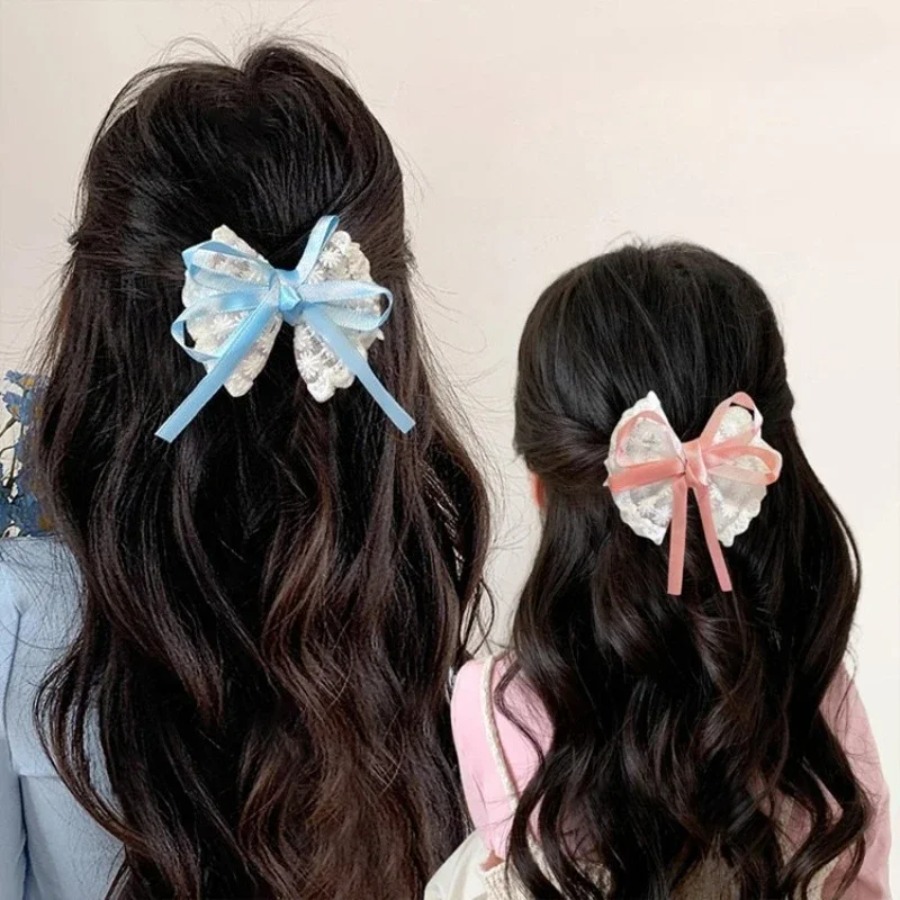 2pcs/set Cute Lace Bow Hair Cl - Travel Accessories Teens 评论和价格