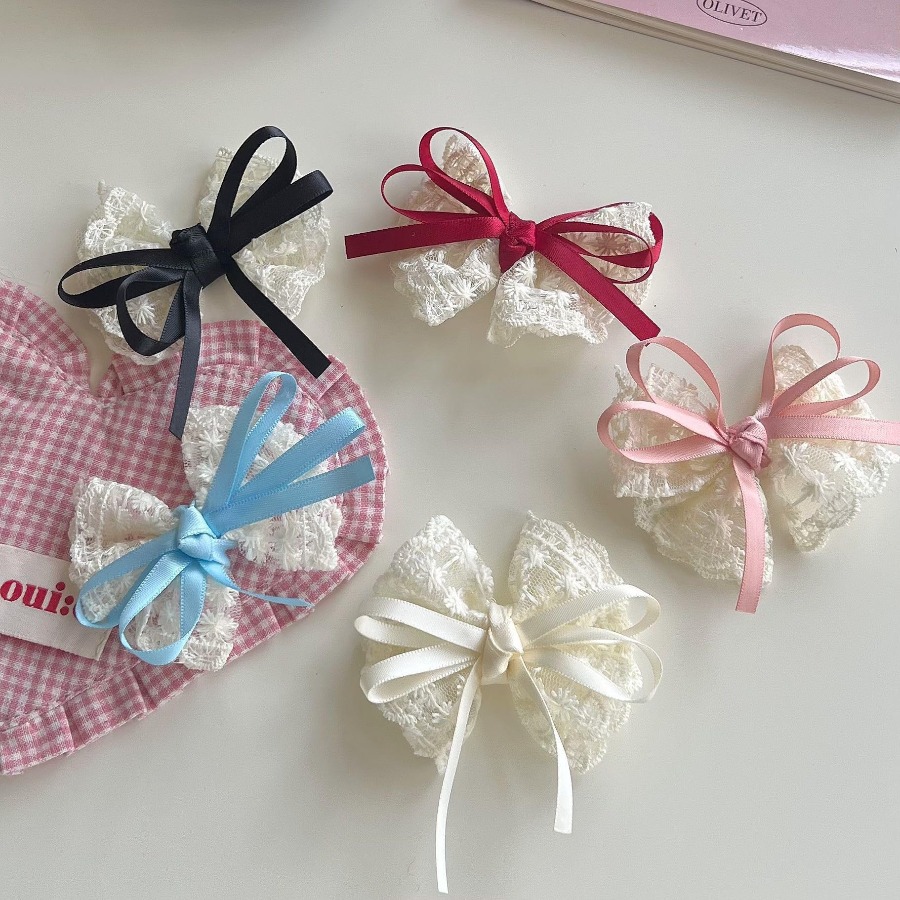 2pcs/set Cute Lace Bow Hair Cl - Travel Accessories Teens 评论和价格