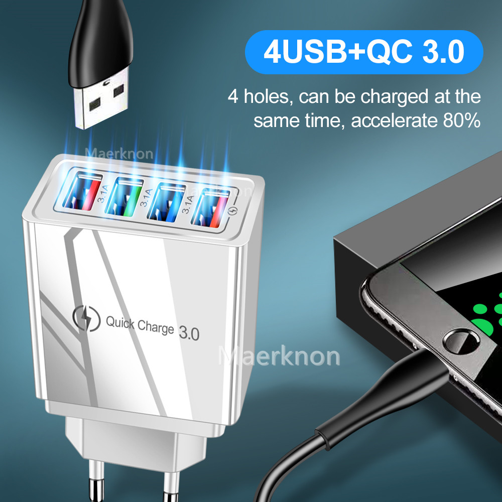 4 USB Fast Charging Head EU/US - Travel Accessories Inc 评论和价格