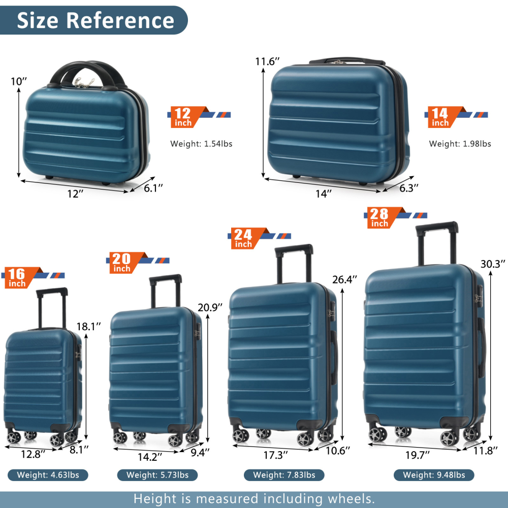 6-Piece ABS Hardshell Luggage  - Luggage Wheel Replacement 评论和价格